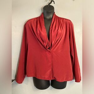 Nicola red silky button front top